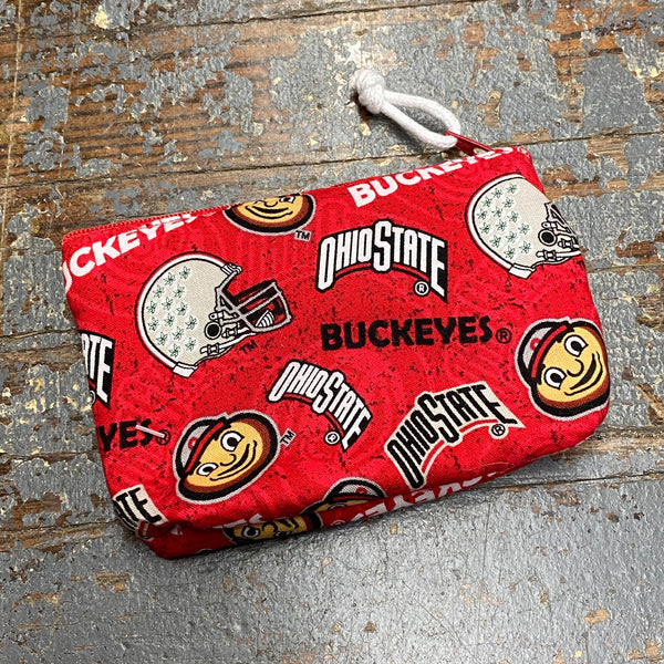 Handmade Quilt Fabric Cloth Zipper Pouch Football Sports Ohio Buckeyes Coin Purse