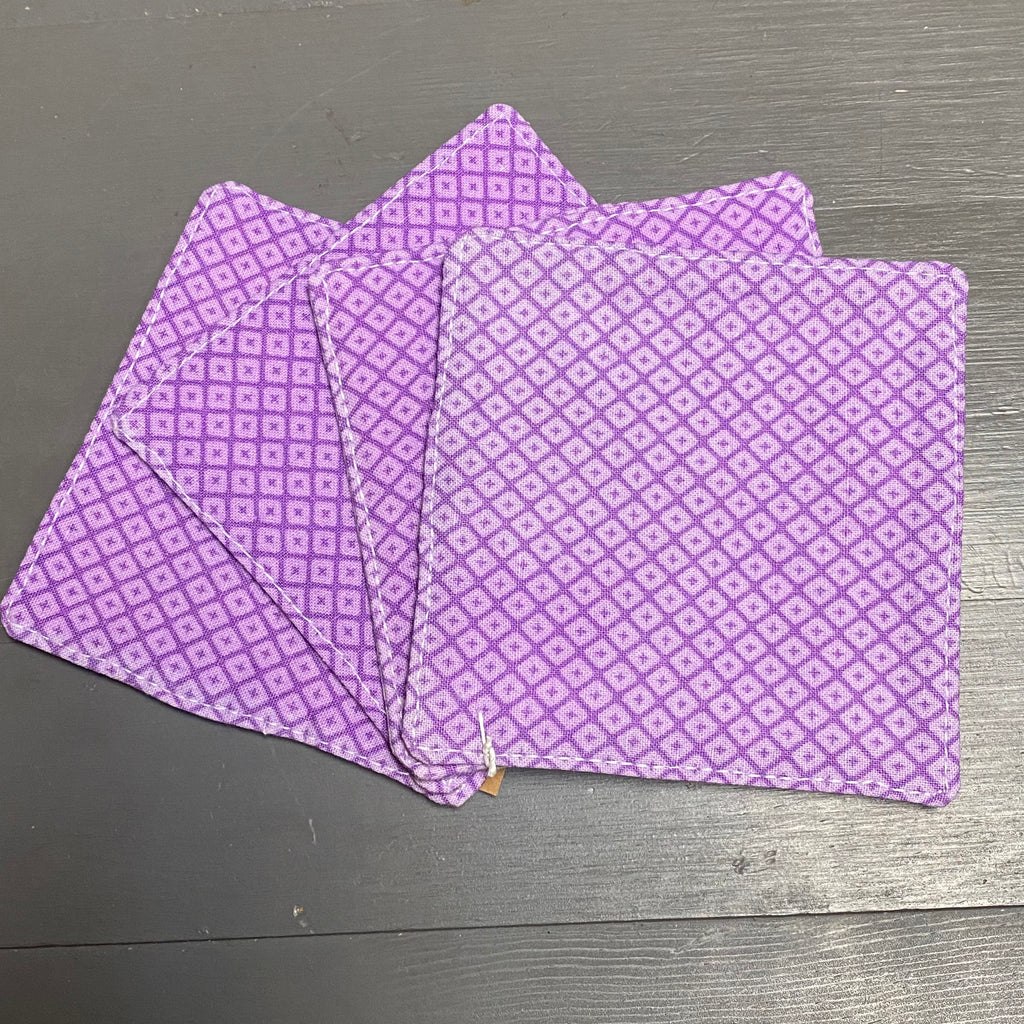 Handmade Fabric Cloth Reversible Coaster Set Misc Purple