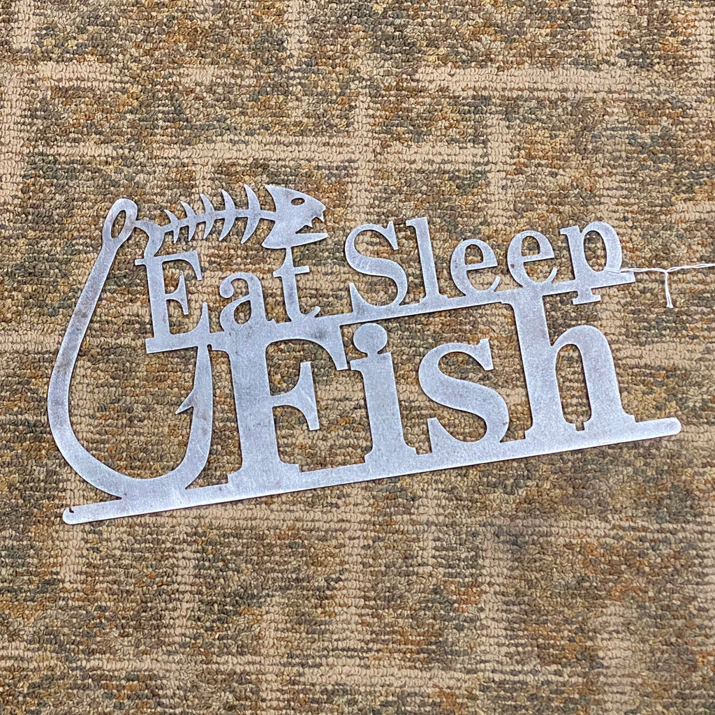 Eat Sleep Fish Metal Sign Wall Hanger