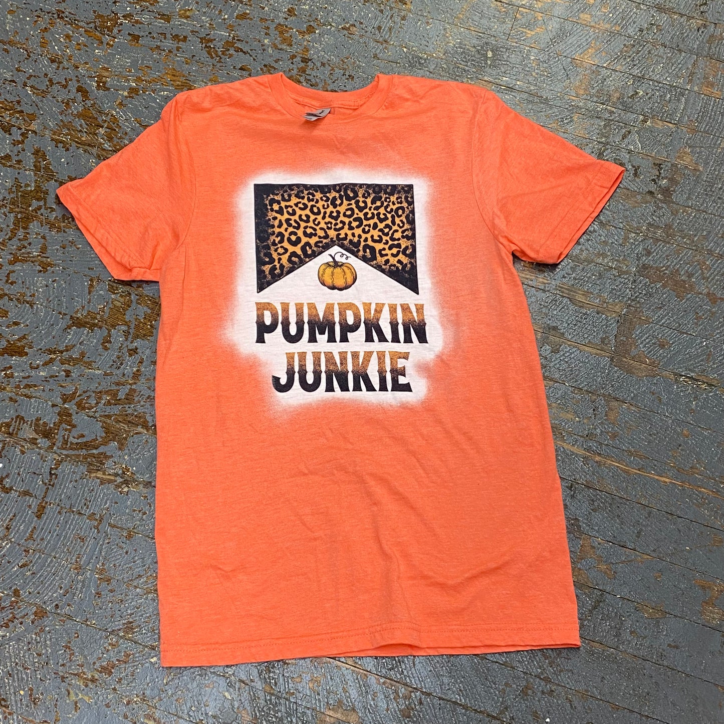 Pumpkin Junkie Bleached Graphic Designer Short Sleeve T-Shirt