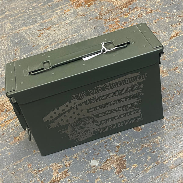 Laser Engraved Metal Military Ammo Can Small 2nd AmendmentLaser Engraved Metal Military Ammo Can Small 2nd Amendment