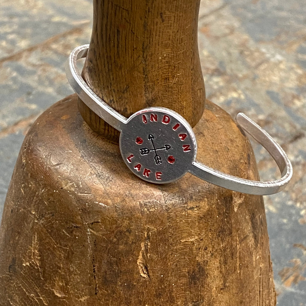 Indian Lake Cross Arrows Custom Stamped Cuff Bracelet
