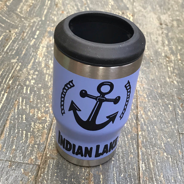 Indian Lake Nautical Anchor 14oz Double Wall Beverage Drink Tumbler Coozie Periwinkle