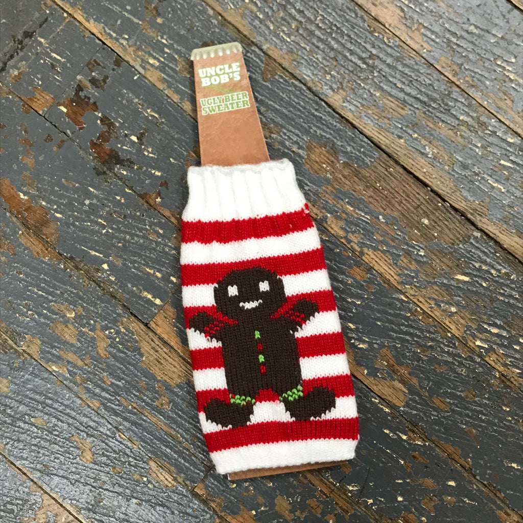 Uncle Bobs Ugly Sweater Holiday Bottle Coozie Gingerbread Sweater