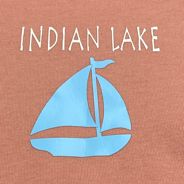 Indian Lake Sailboat Left Chest Zip Up Graphic Designer Long Sleeve Hoody Sweatshirt