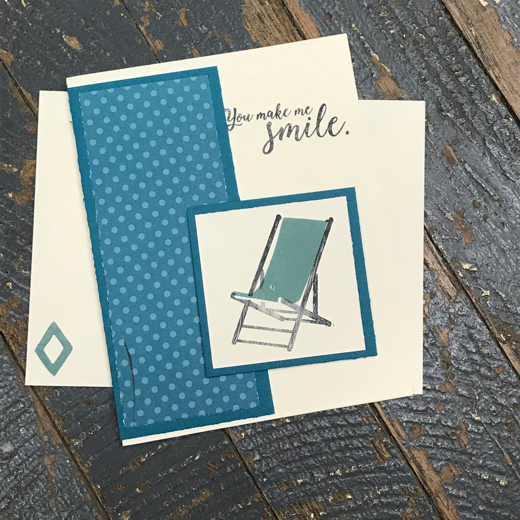 You Make Me Smile Beach Chair Handmade Stampin Up Greeting Card with Envelope