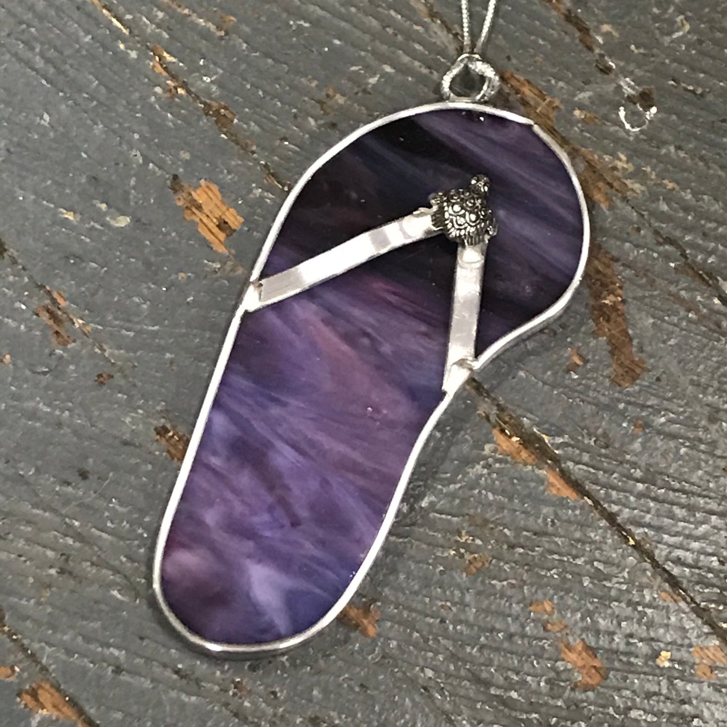 Stained Glass Sun Catcher Ornament Purple Flip Flop Sandal