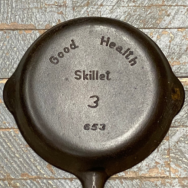 Cast Iron Cookware Good Health 653 No 3 Skillet #43A