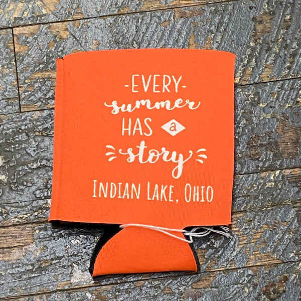 Can Hugger Coozie Drink Holder Summer Story Indian Lake Ohio Orange
