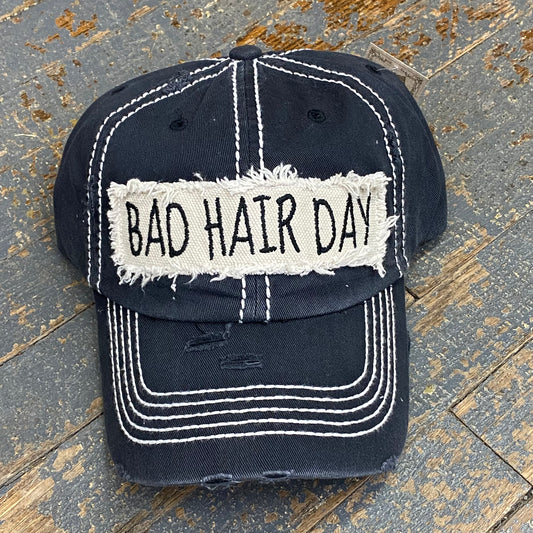 Bad Hair Day Patch Rugged Black Embroidered Ball Cap
