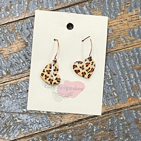 Clay Heart Leopard Cheetah Print Teardrop Dangle Earring Set