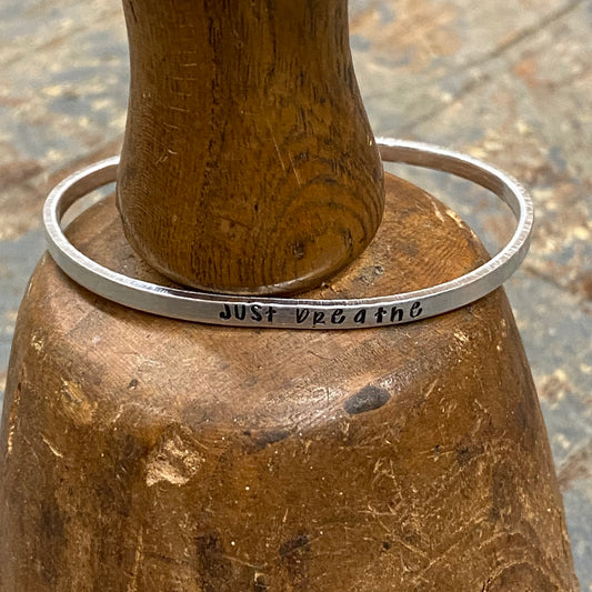 Just Breathe Skinny Custom Stamped Cuff Bracelet