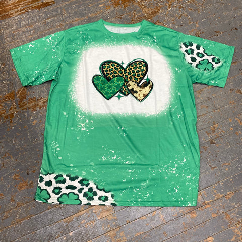Cheetah Leopard Shamrock Clover Graphic Designer Short Sleeve T-Shirt
