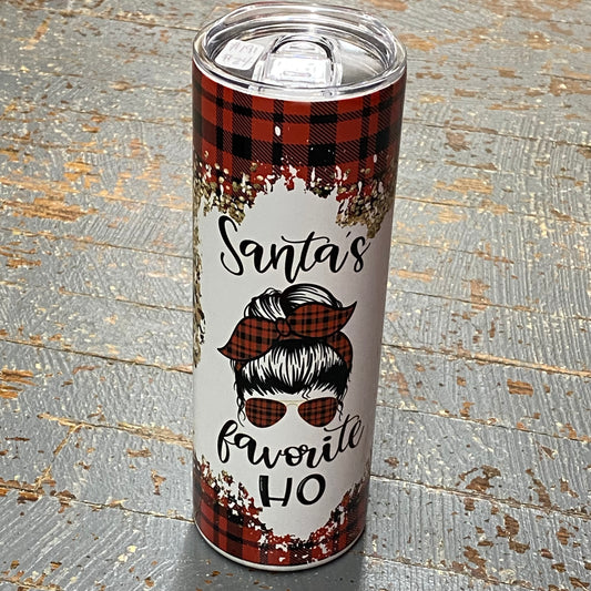 Christmas Holiday Santa's Favorite Ho Mom Life Tall Skinny Tumbler
