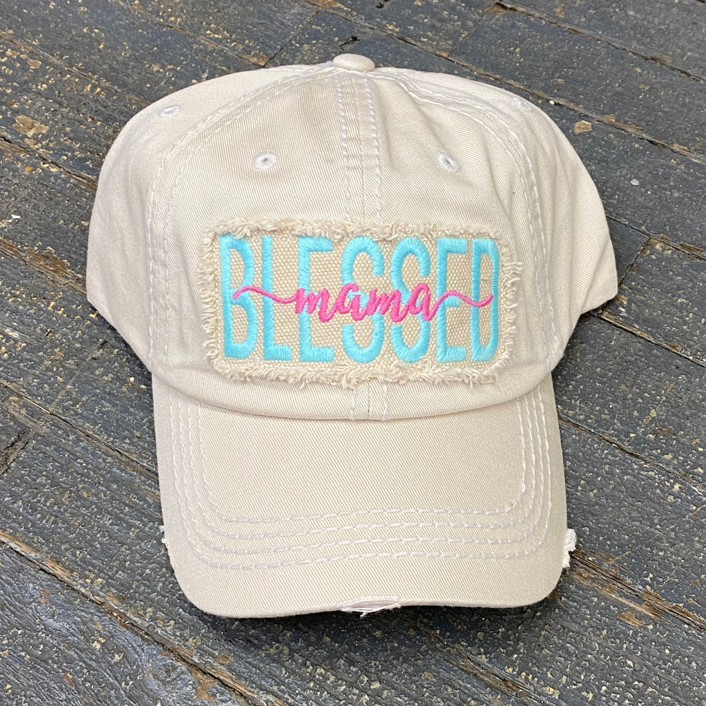 Blessed Mama Patch Rugged Khaki Embroidered Ball Cap