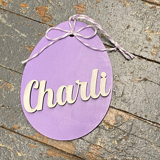 Personalized Custom Engraved Easter Egg Basket Name Tags Purple