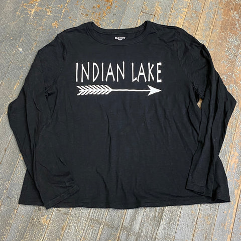 Indian Lake Arrow Full Chest Graphic Designer Long Sleeve Shirt Black