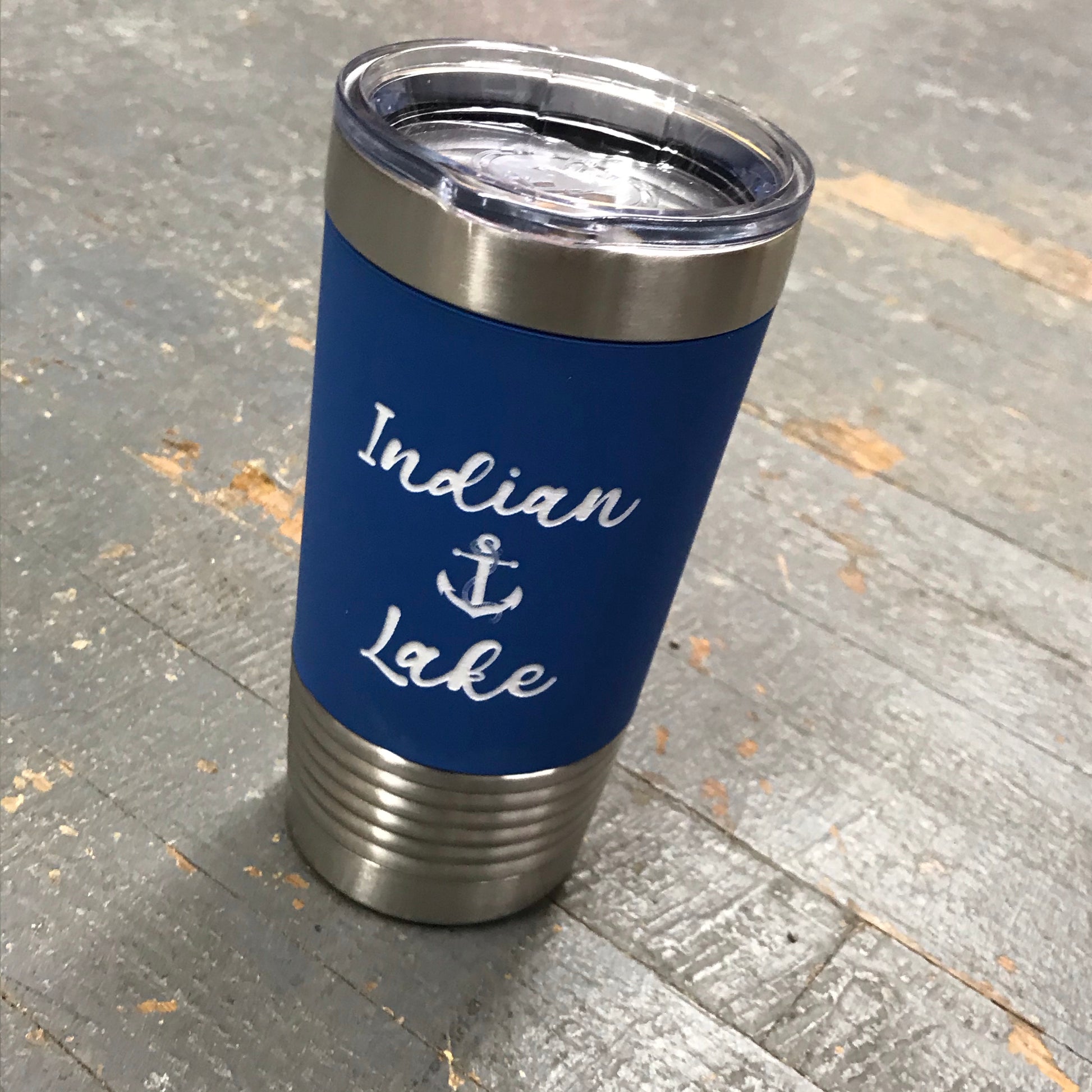 Indian Lake Nautical Anchor Stainless Steel 20oz Wine Beverage Drink Travel Tumbler Royal Blue