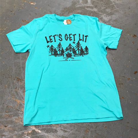 Let's Get Lit Camping Graphic Designer Short Sleeve T-Shirt