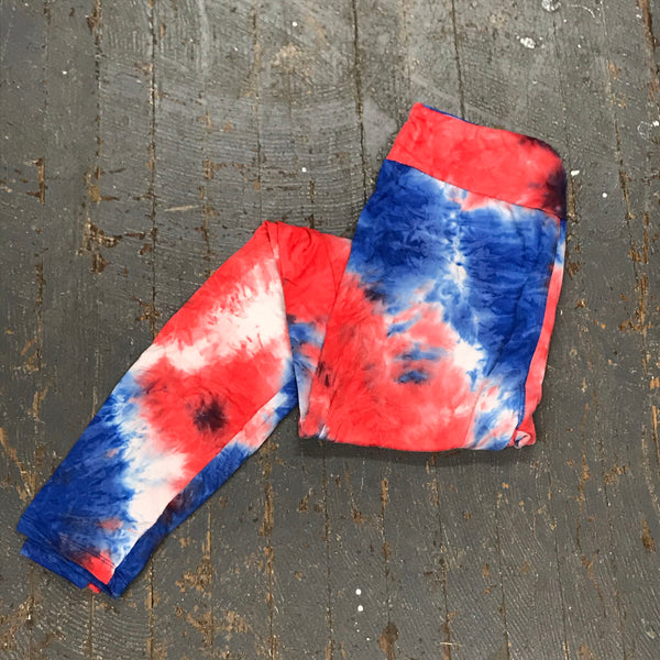 Tie Dye Red White Blue Leggings Printed