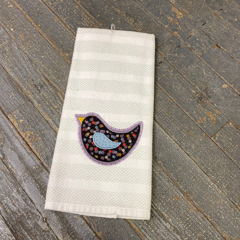 Kitchen Hand Towel Quilt Cloth Bird Embroidered White