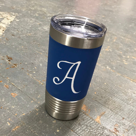 Custom Personalized Monogram Letter Initial Stainless Steel 20oz Wine Beverage Drink Travel Tumbler Royal Blue