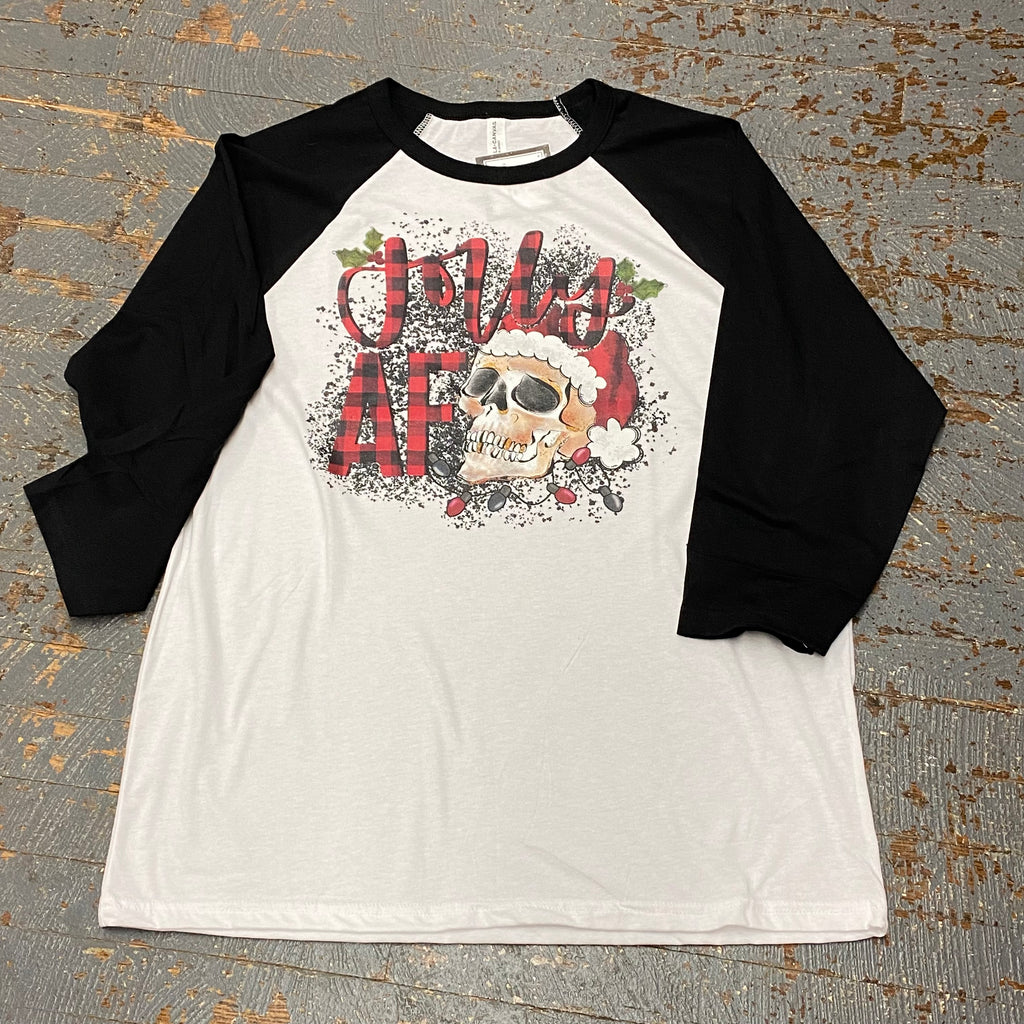 Jolly AF Skull 3/4 Sleeve Raglan Baseball T-Shirt Graphic Designer Tee