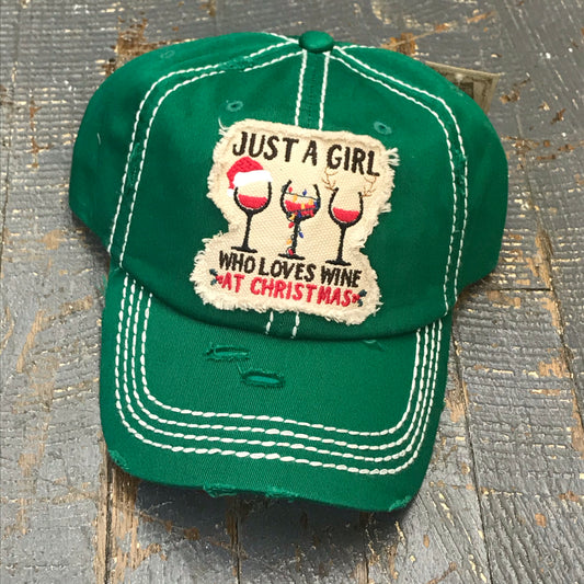 Just a Girl Who Loves at Christmas Patch Rugged Green Embroidered Ball Cap