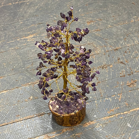 Semiprecious Natural Gemstone Wishing Tree Medium Amethyst Gold Wire