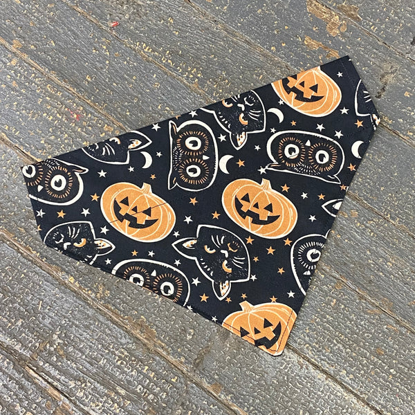 Owl Black Cat Jack-O-Lantern Pumpkin Dog Collar Pet Bandanna Neck Scarf Medium