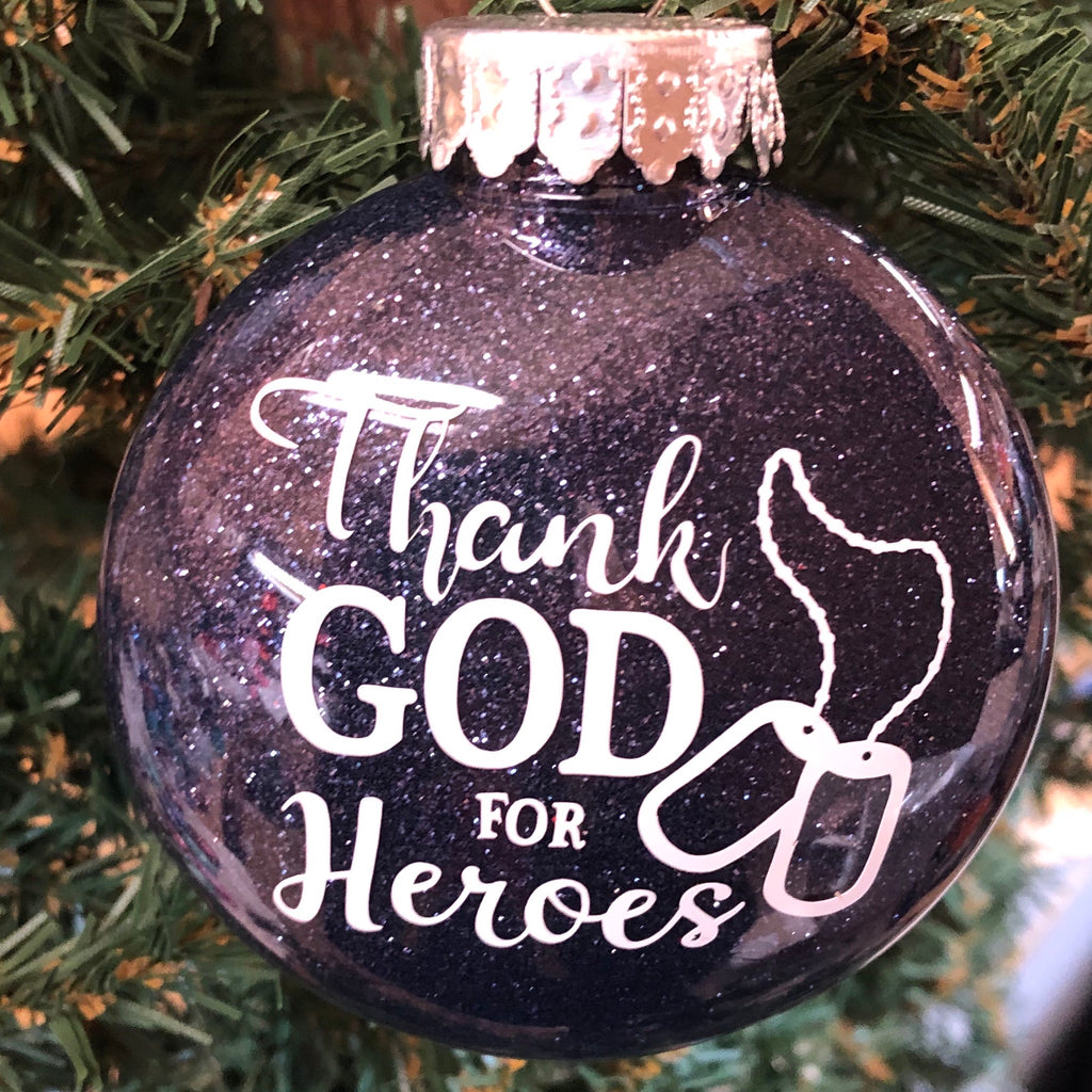Holiday Christmas Tree Ornament Thank God for Heroes