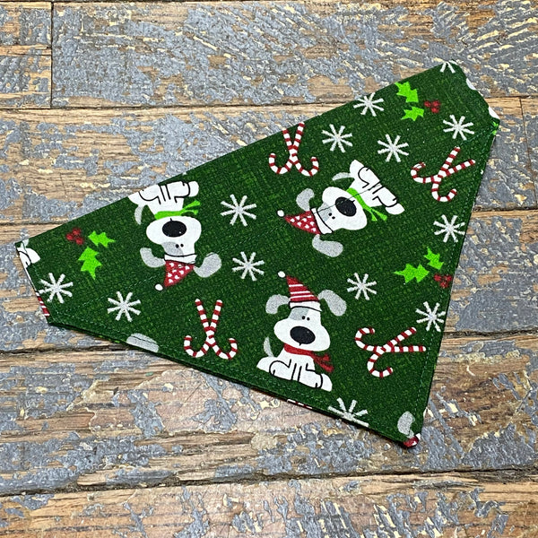 Christmas Holiday Green Candy Cane Dog Collar Pet Bandanna Neck Scarf SM