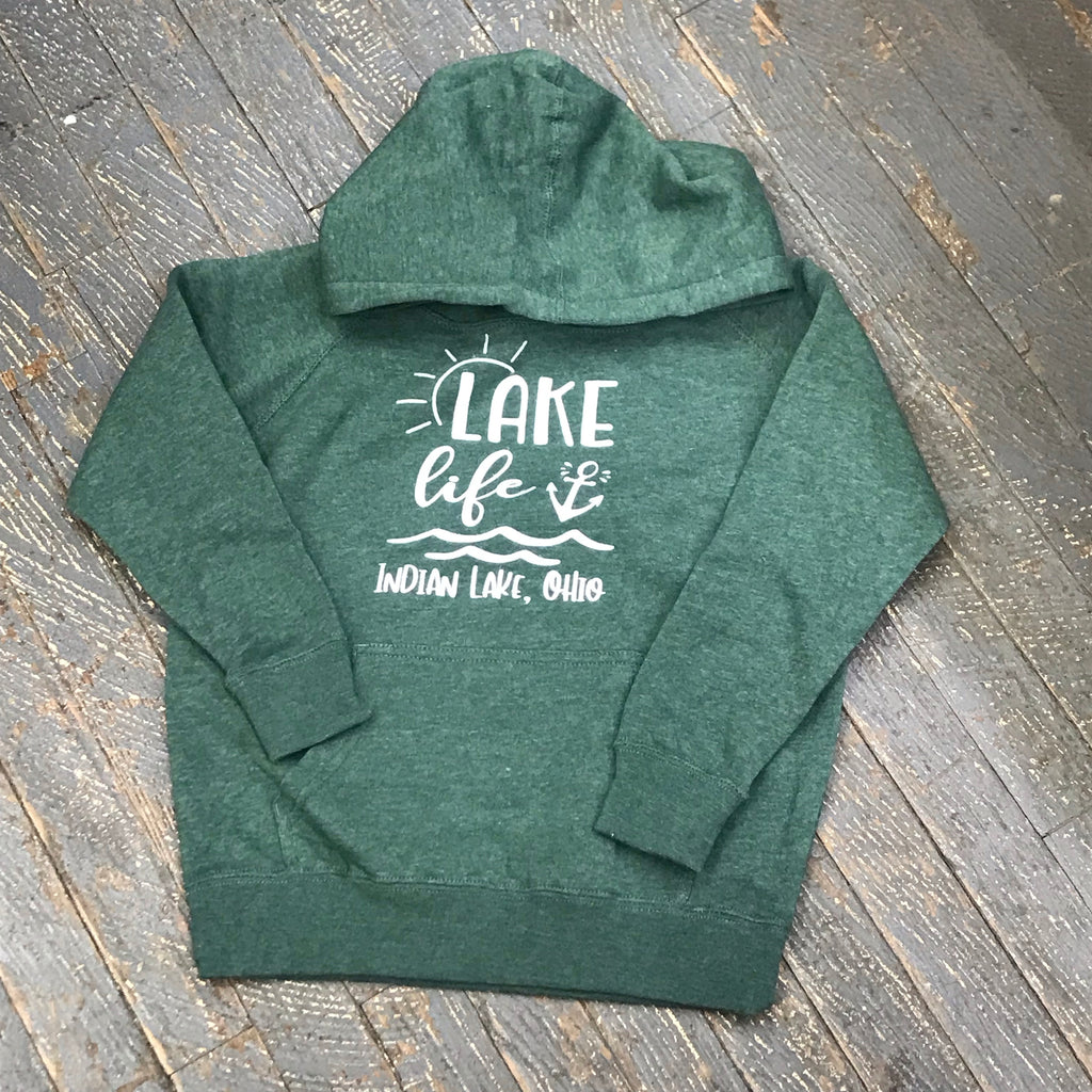 Indian Lake Ohio Lake Life Graphic Designer Long Sleeve Toddler Child Hoody Sweatshirt Moss Green