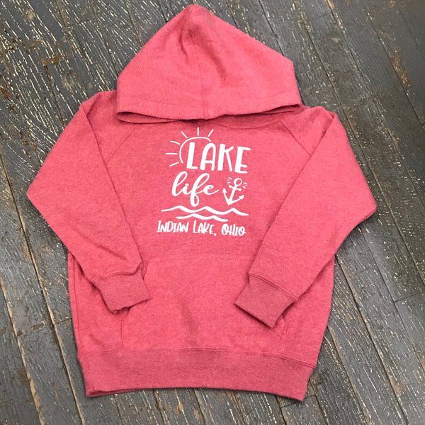 Indian Lake Ohio Lake Life Graphic Designer Long Sleeve Toddler Child Hoody Sweatshirt Heather Red