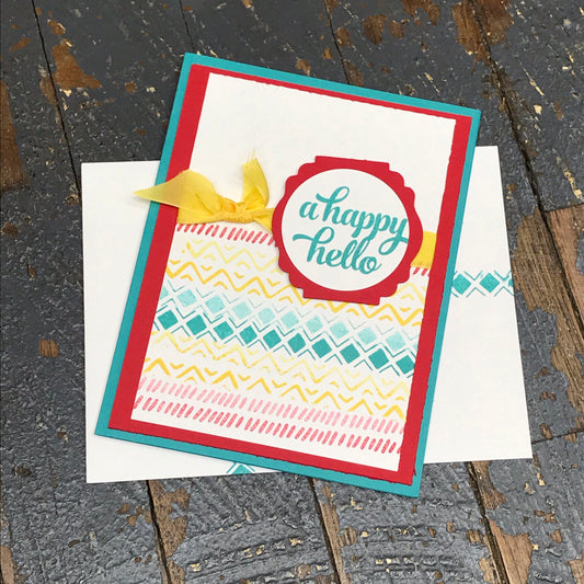 A Happy Hello Design Handmade Stampin Up Greeting Card with Envelope