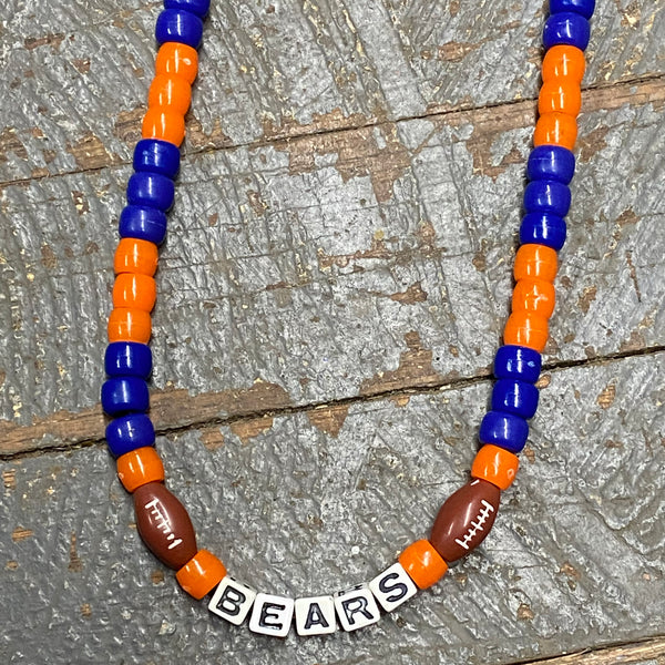Handmade Beaded Necklace Football NFL Chicago Bears