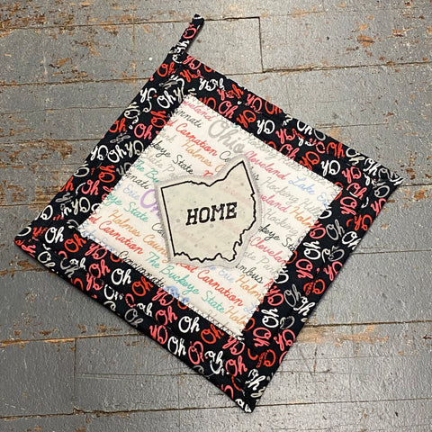 Handmade Quilt Fabric Cloth Hot Cold Pad Holder Ohio Home Embroidered Home