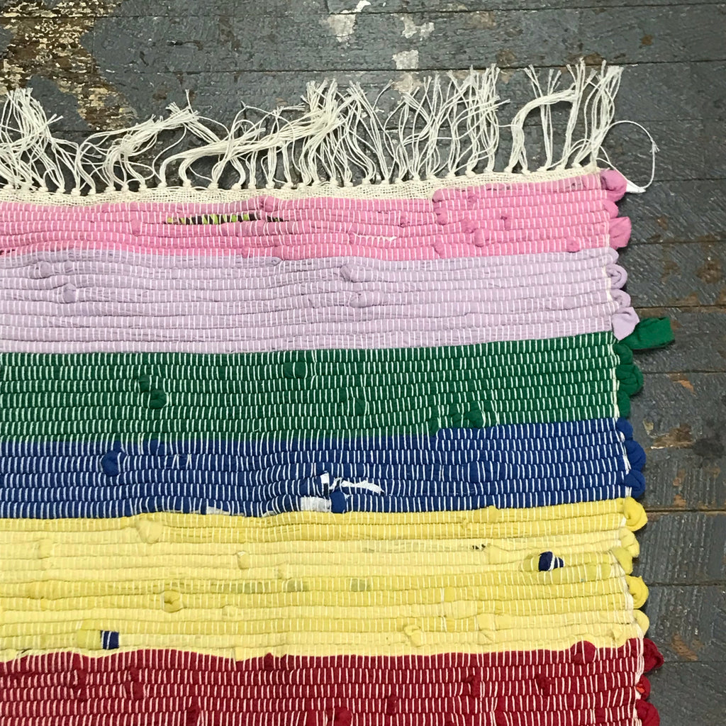 #123 Upcycled Rainbow Rag Weaved Table Runner Rug by Tom