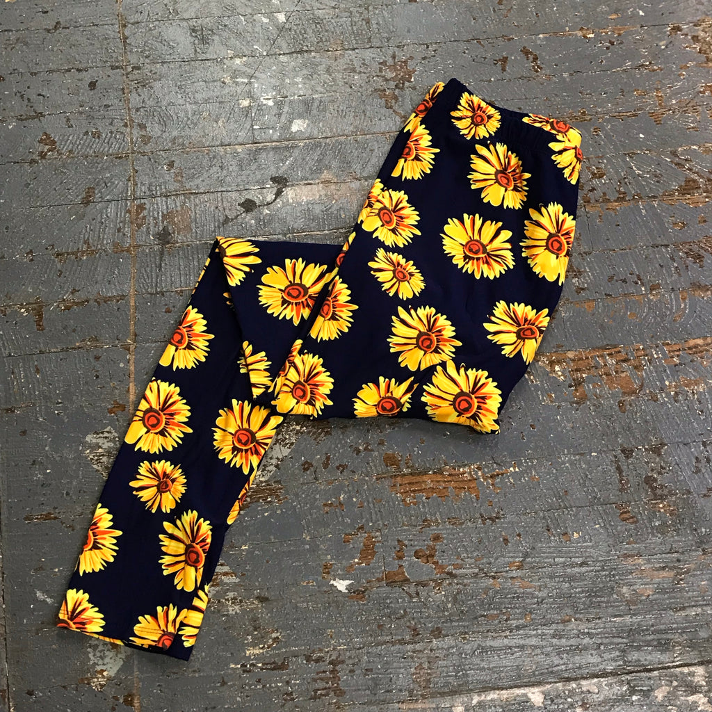 Sunflower Daisy Navy Leggings Printed