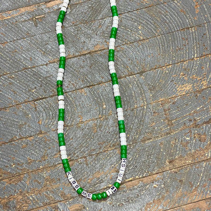 Handmade Beaded Necklace St Patricks Day Kiss Me Im Irish