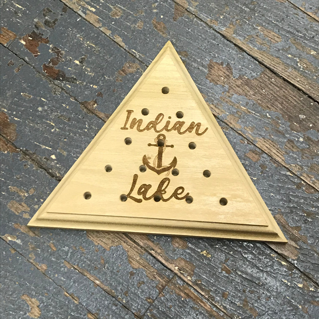 Wooden Tricky Triangle Golf Tee Peg Game Indian Lake Nautical Anchor