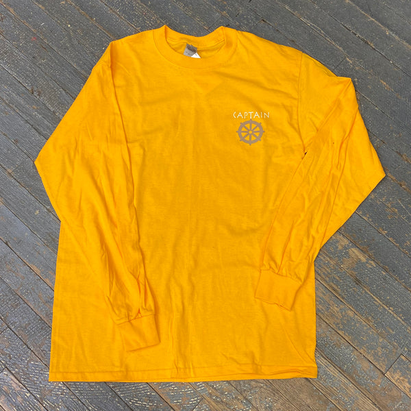 Captain Wheel Graphic Designer Long Sleeve T-Shirt Golden Yellow