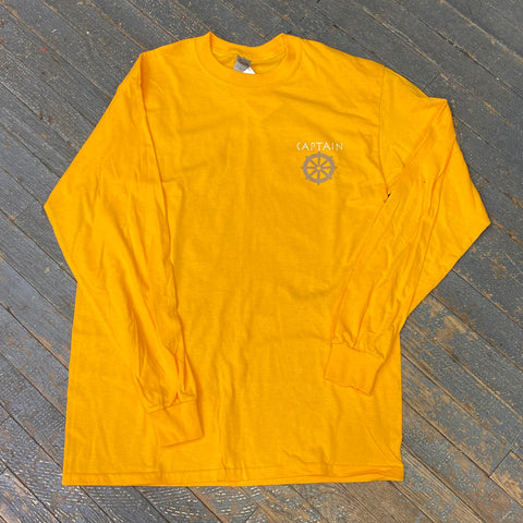 Captain Wheel Graphic Designer Long Sleeve T-Shirt Golden Yellow