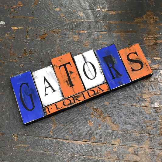 Hand Crafted Wood Word Block Set Football College Florida Gators Decoration