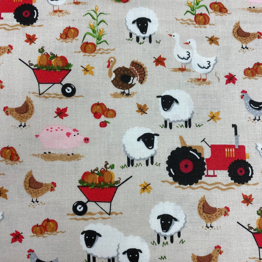 Novelty Quilt Fabric by the Yard Cotton Cloth Material Farm Animal Print