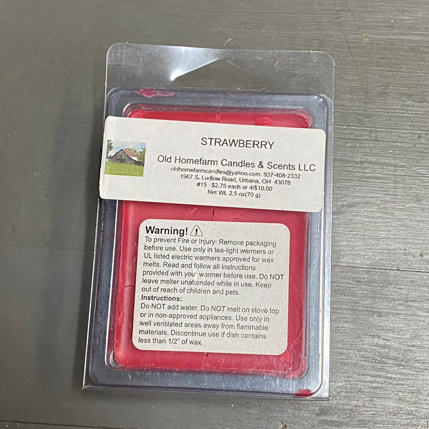 Strawberry Old Homefarm Melt Bar Soy Candle