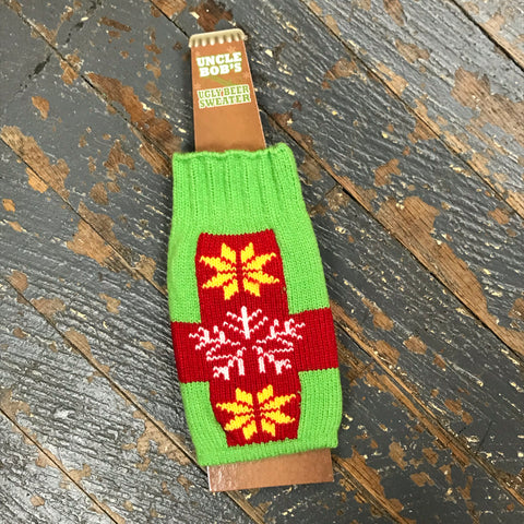 Uncle Bobs Ugly Sweater Holiday Bottle Coozie Gift Wrap Present Sweater