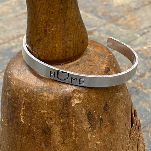 HOME Silver Plated Custom Stamped Cuff Bracelet
