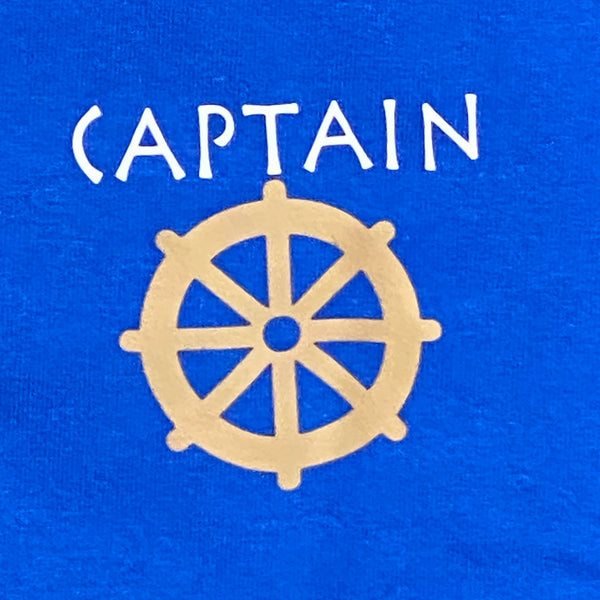 Captain Wheel Graphic Designer Long Sleeve T-Shirt Blue