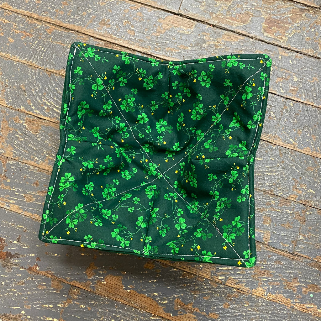 Handmade Fabric Cloth Microwave Bowl Hot Cold Pad Holder Lucky Shamrock Clover Green